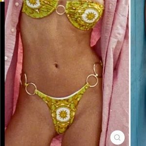 MONICA HANSEN METAL RING BIKINI BOTTOM - SUN KISSED COLOR GreenYellowSun